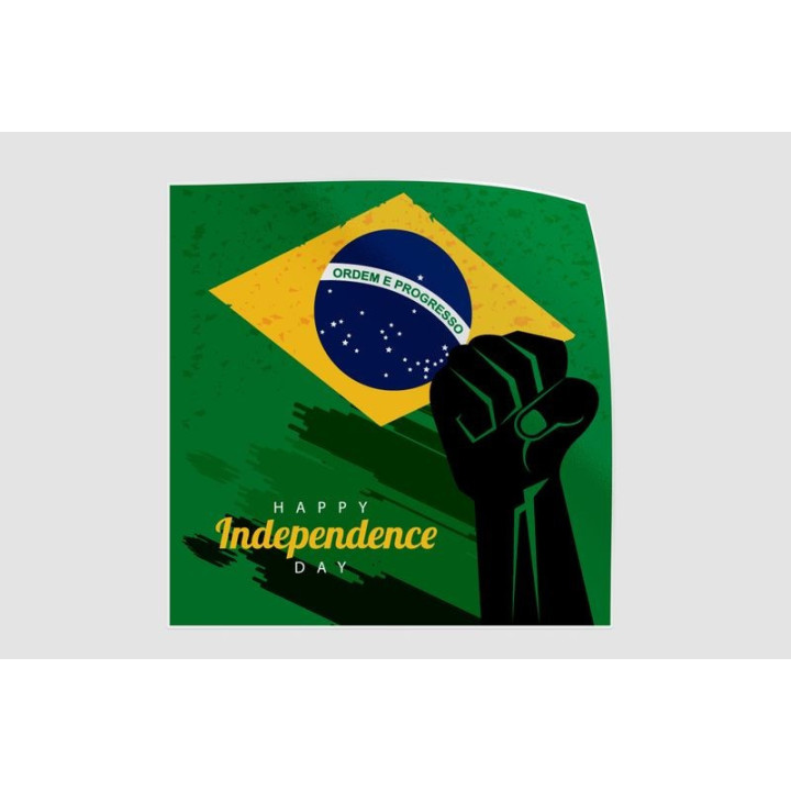 Brazil Happy Independence Day With Flag And Strong Man Style 2 Sticker - DecalsHouse