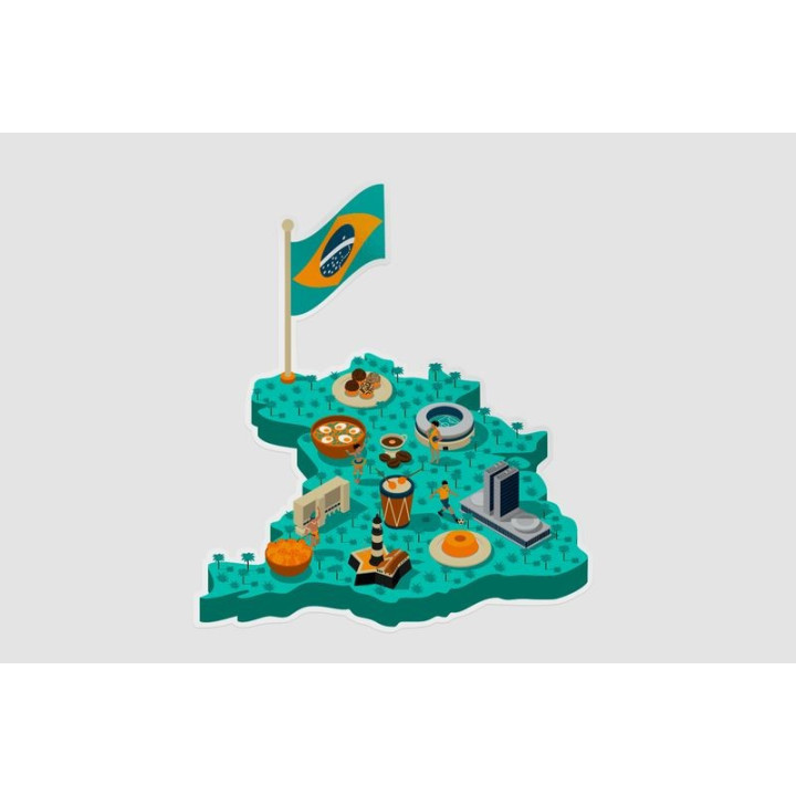 Brazil Isometric Map Sticker - DecalsHouse