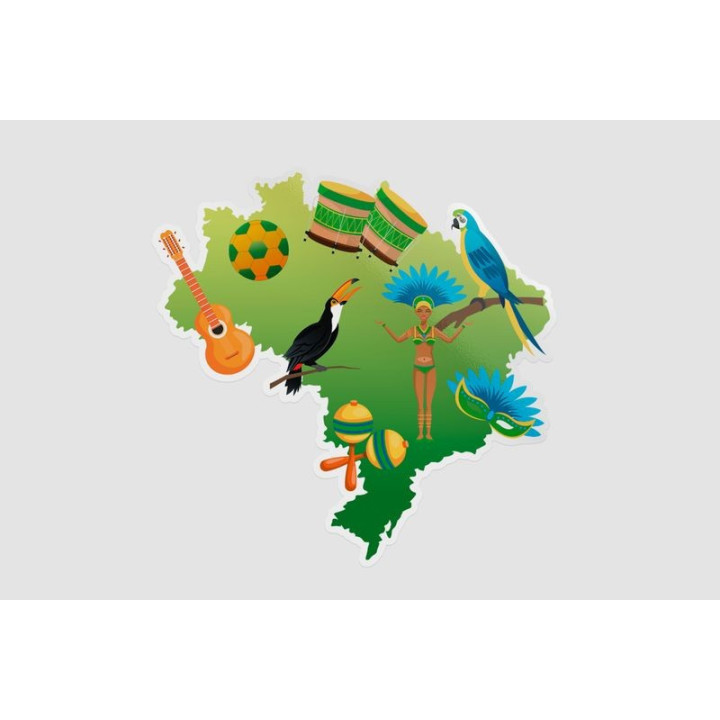 Brazil Map Dh Style 10 Sticker - DecalsHouse