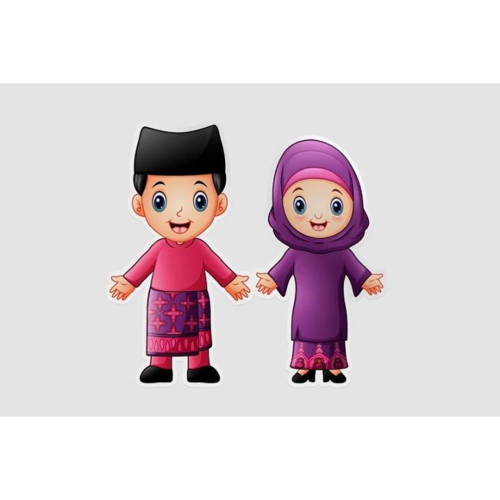 Brunei Couple Wearing Traditional Clothes Sticker - DecalsHouse