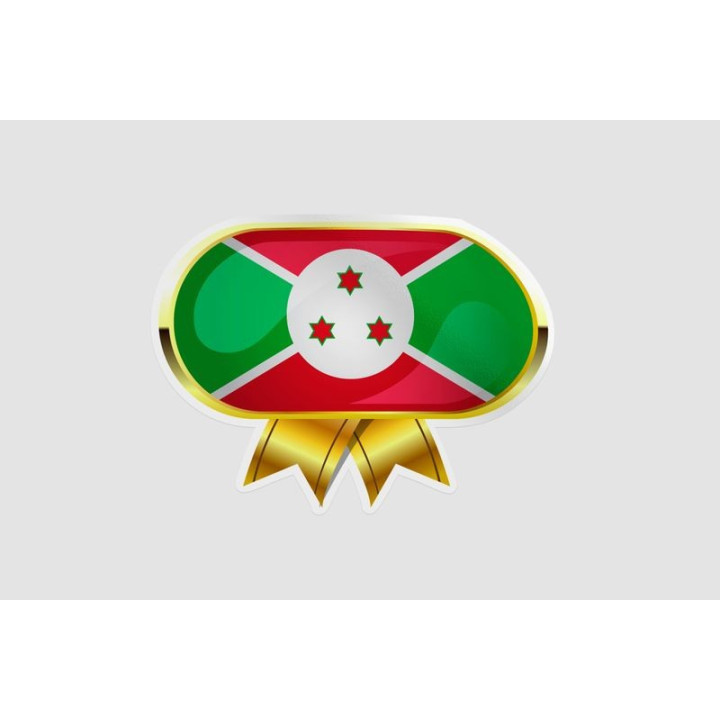 Burundi Golden Flag Badge Style 5 Sticker - DecalsHouse