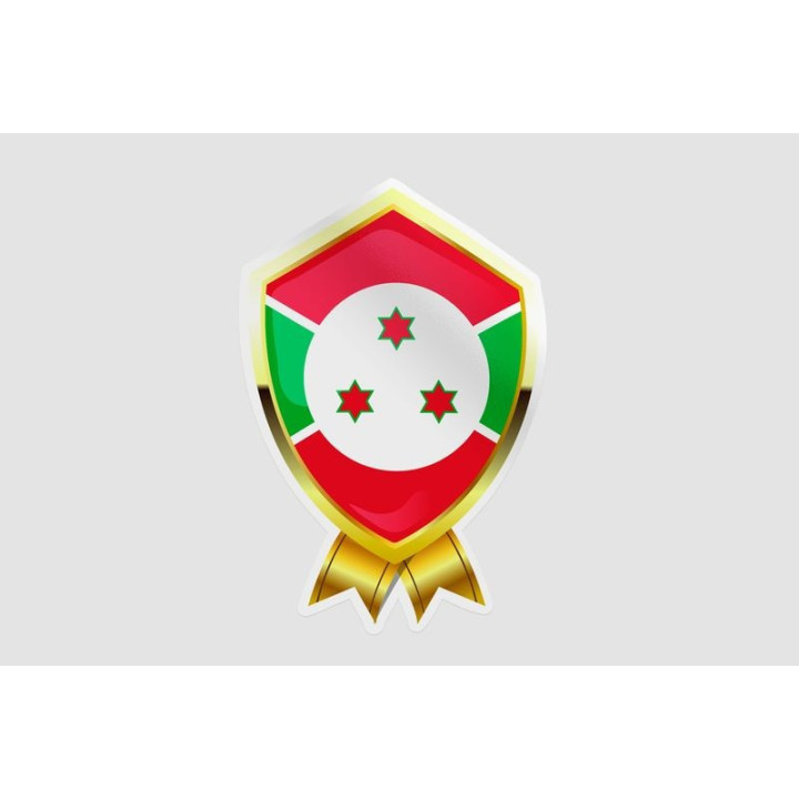 Burundi Golden Flag Badge Style 6 Sticker - DecalsHouse