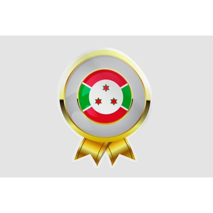 Burundi Golden Flag Badge Style 7 Sticker - DecalsHouse