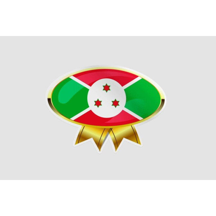 Burundi Golden Flag Badge Style 8 Sticker - DecalsHouse