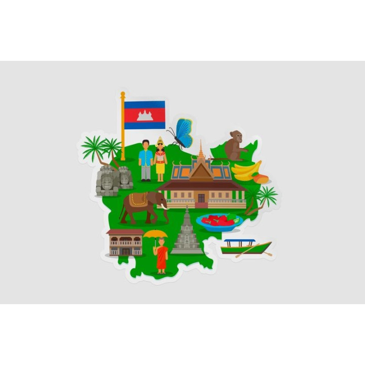 Cambodia Map Sticker - DecalsHouse