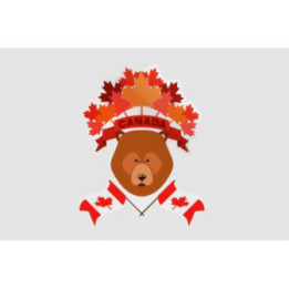 Canada Day With Bear And Maple Leaf Sticker - DecalsHouse