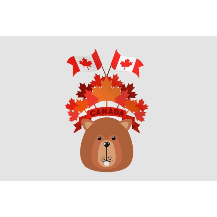 Canada Day With Beaver And Maple Leaf Sticker - DecalsHouse