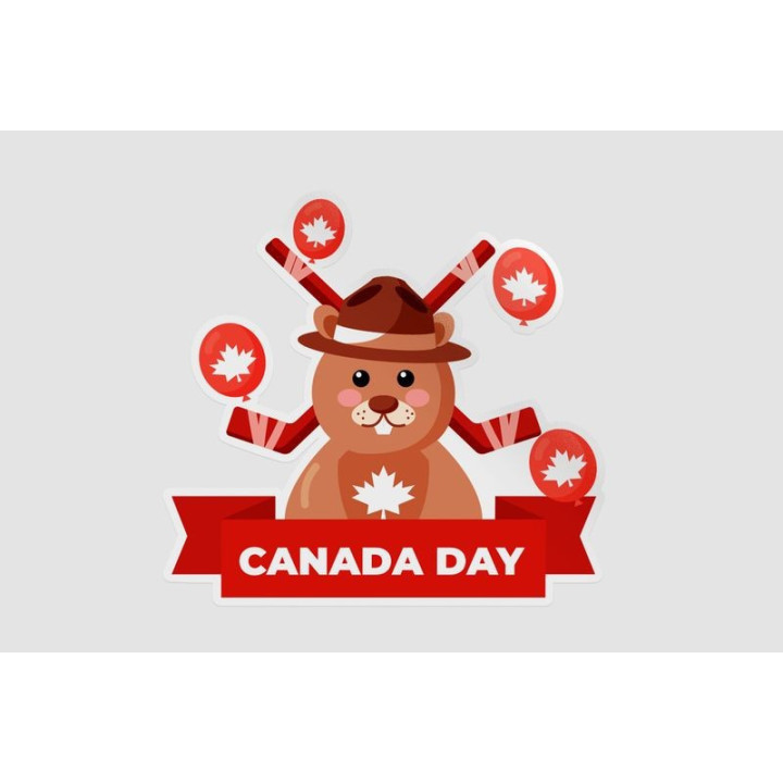Canada Day With Beaver Sticker - DecalsHouse