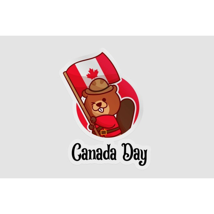 Canada Day With Cute Beaver Style 2 Sticker - DecalsHouse