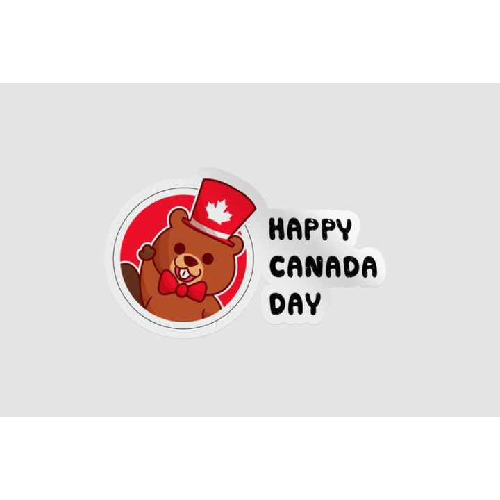 Canada Day With Cute Beaver Style 3 Sticker - DecalsHouse