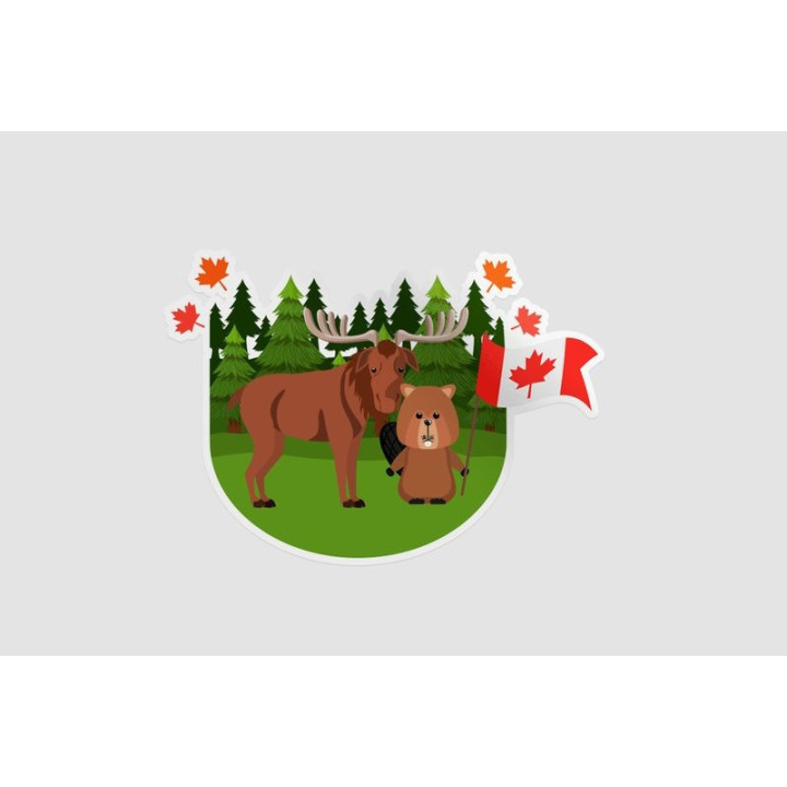 Canada Moose And Beaver Sticker - DecalsHouse