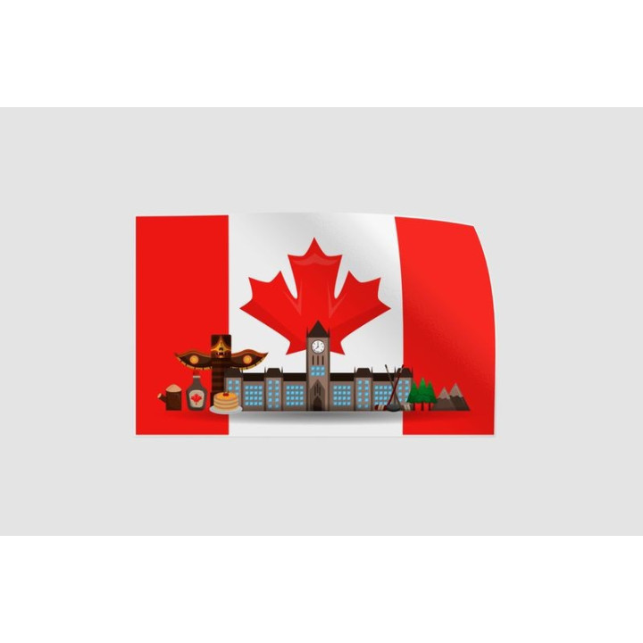 Canada Traditonal Monument Flag Mountains Maple Syrup Totem Sticker - DecalsHouse