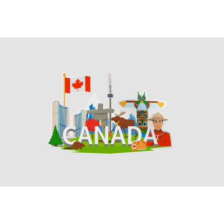 Canadian National Symbols Composition Sticker - DecalsHouse