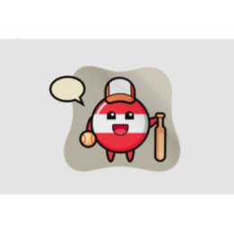 Cartoon Character Of Austria Flag Badge As A Baseball Player Sticker - DecalsHouse
