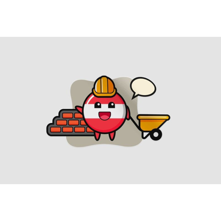 Cartoon Character Of Austria Flag Badge As A Builder Sticker - DecalsHouse