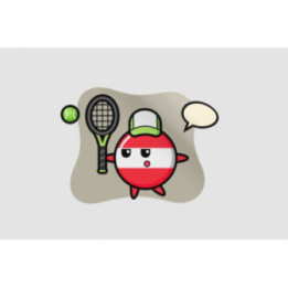 Cartoon Character Of Austria Flag Badge As A Tennis Player Sticker - DecalsHouse