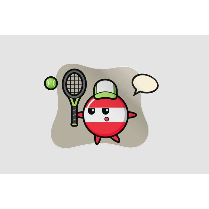 Cartoon Character Of Austria Flag Badge As A Tennis Player Sticker - DecalsHouse