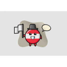Cartoon Character Of Austria Flag Badge Holding A Flag Sticker - DecalsHouse