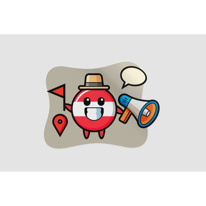 Character Cartoon Of Austria Flag Badge As A Tour Guide Sticker - DecalsHouse