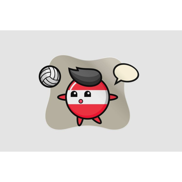 Character Cartoon Of Austria Flag Badge Is Playing Volleyball Sticker - DecalsHouse