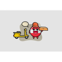 Character Illustration Of Austria Flag Badge As A Pizza Deliveryman Sticker - DecalsHouse