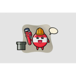 Character Illustration Of Austria Flag Badge As A Plumber Sticker - DecalsHouse