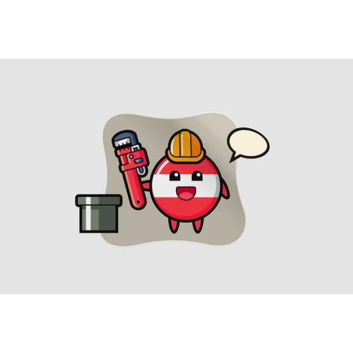 Character Illustration Of Austria Flag Badge As A Plumber Sticker - DecalsHouse