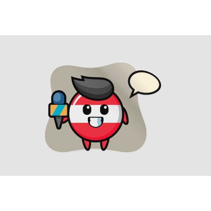 Character Mascot Of Austria Flag Badge As A News Reporter Sticker - DecalsHouse