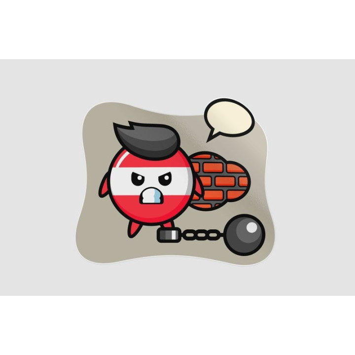 Character Mascot Of Austria Flag Badge As A Prisoner Sticker - DecalsHouse
