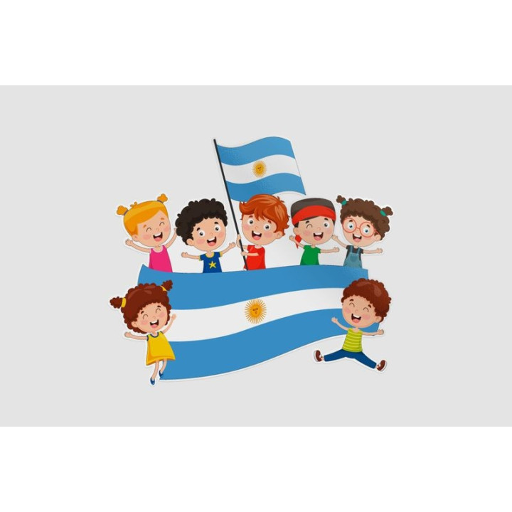 Children Holding Argentina Flag Sticker - DecalsHouse