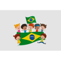 Children Holding Brazil Flag Sticker - DecalsHouse