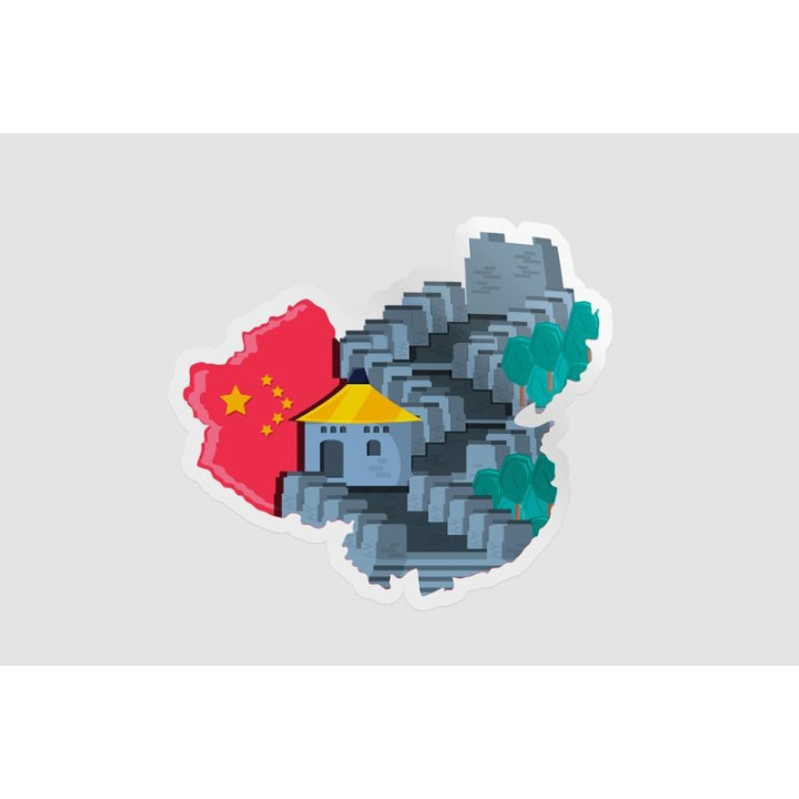 China Map & Great Wall Stickers – Flag Decals (2-Pack)