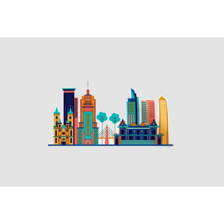 Colourful Sao Paulo Skyline Sticker - DecalsHouse