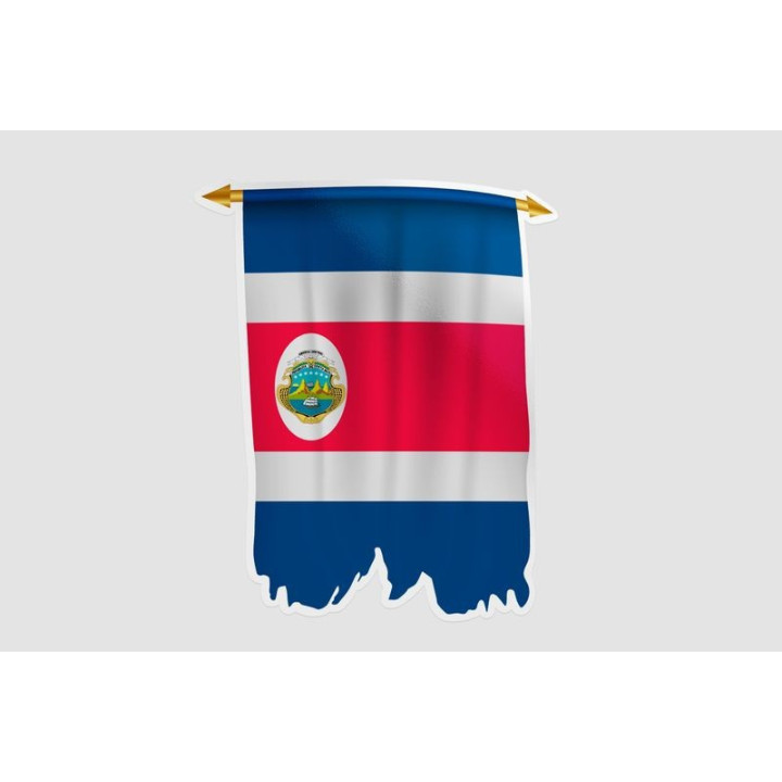 Costa Rica Flag Pennat Style 8 Sticker - DecalsHouse