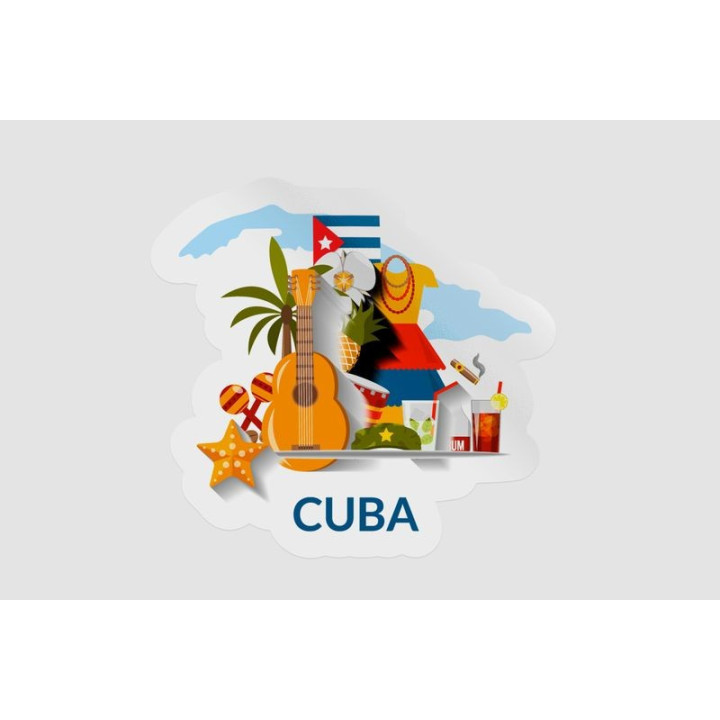 Cuba Map Style 4 Sticker - DecalsHouse