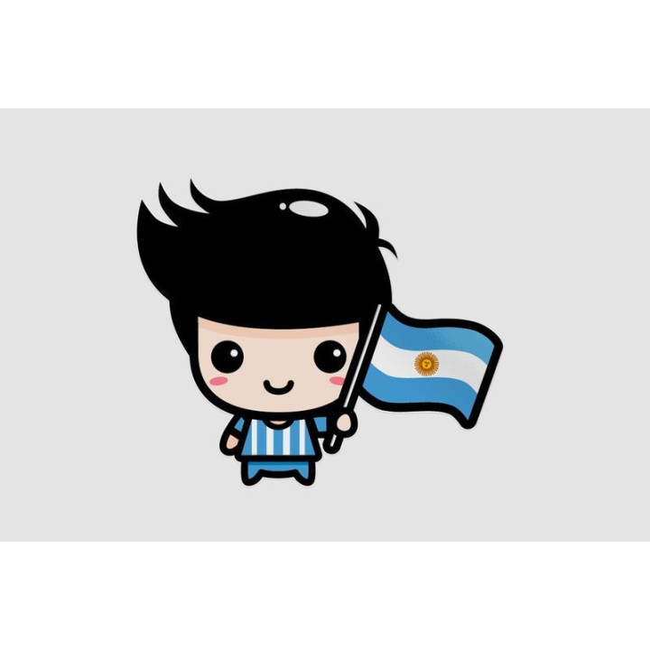 Cute Boy With Argentina Flag Sticker - DecalsHouse