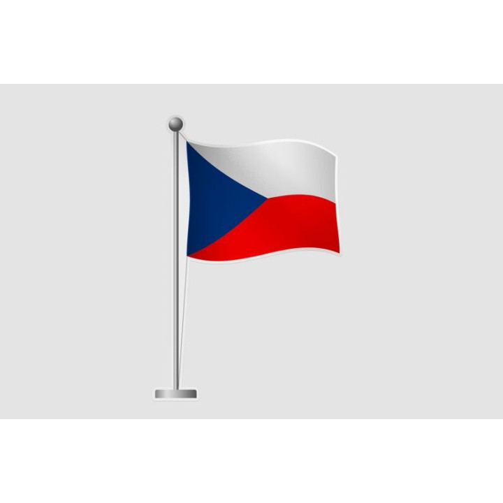 Czech Republic Flag Pole Style 2 Sticker - DecalsHouse