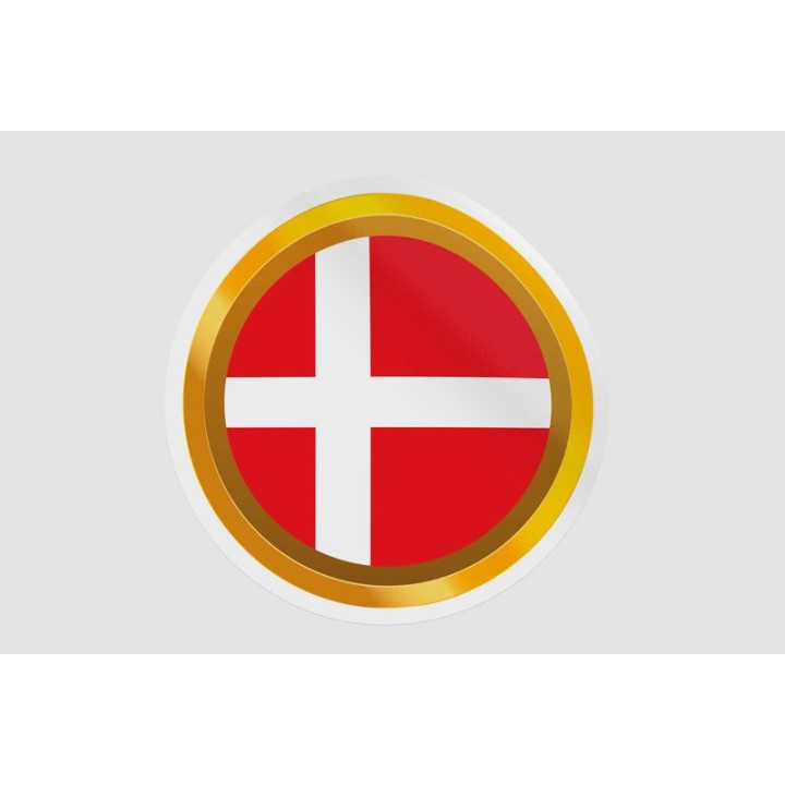 Denmark Flag Badge Style 10 Sticker - DecalsHouse