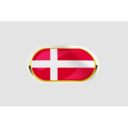 Denmark Flag Badge Style 12 Sticker - DecalsHouse