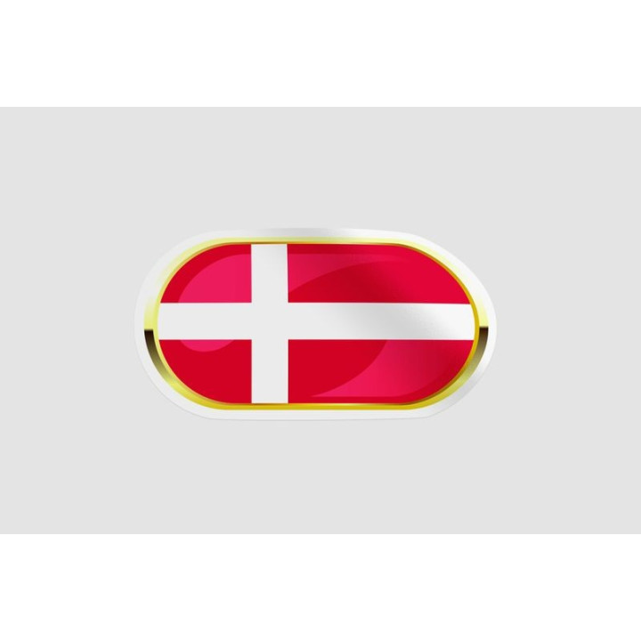 Denmark Flag Badge Style 12 Sticker - DecalsHouse