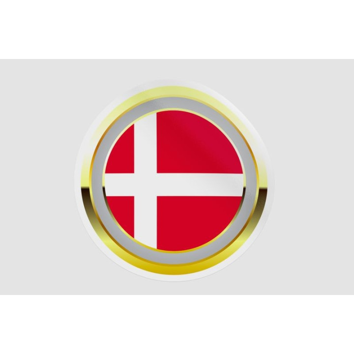 Denmark Flag Badge Style 14 Sticker - DecalsHouse