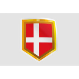 Denmark Flag Badge Style 4 Sticker - DecalsHouse