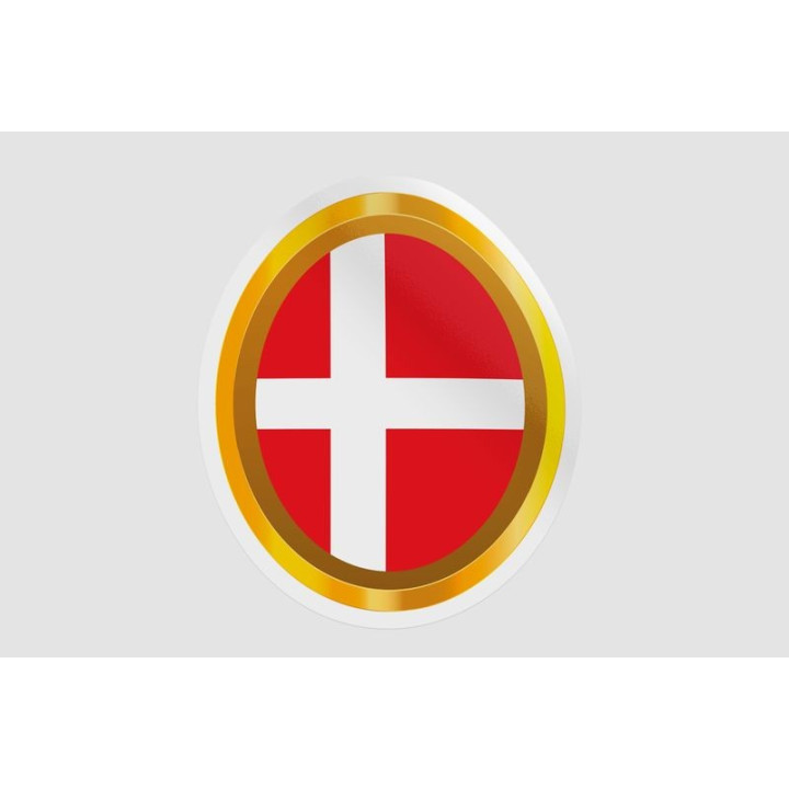 Denmark Flag Badge Style 5 Sticker - DecalsHouse