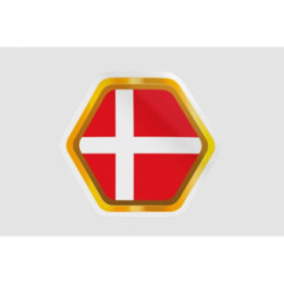 Denmark Flag Badge Style 9 Sticker - DecalsHouse
