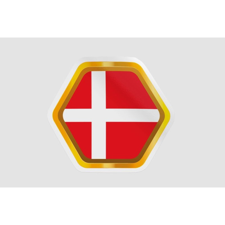 Denmark Flag Badge Style 9 Sticker - DecalsHouse
