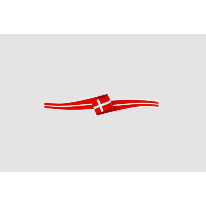 Denmark Flag Ribbon Style 2 Sticker - DecalsHouse