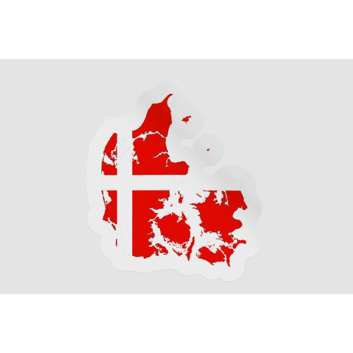 Denmark Map With Flag Style 3 Sticker - DecalsHouse