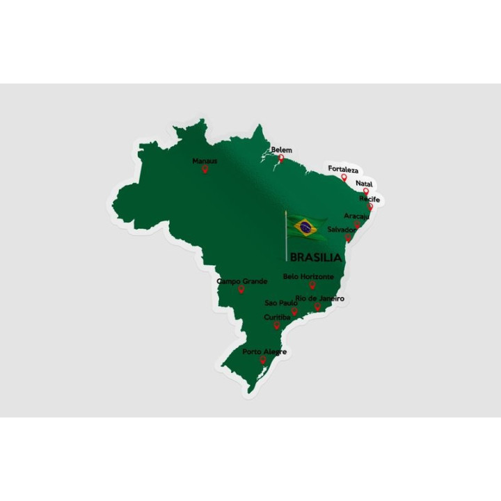 Detailed Map Of Brazil Sticker - DecalsHouse