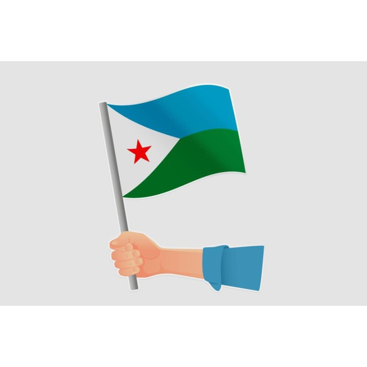 Djibouti Flag Hands Style 2 Sticker - DecalsHouse