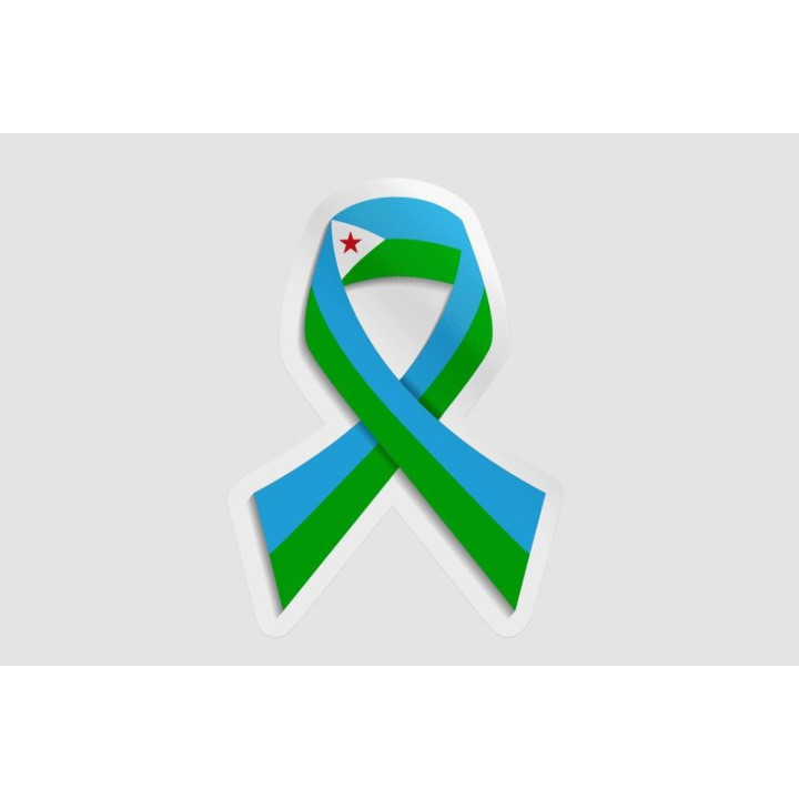 Djibouti Flag Ribbon Sticker - DecalsHouse